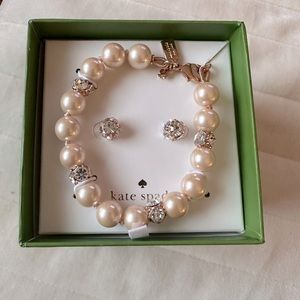 NWT Kate Spade “Lady Marmalade” Rose Gold & Pearl Bracelet & Earrings Bo…